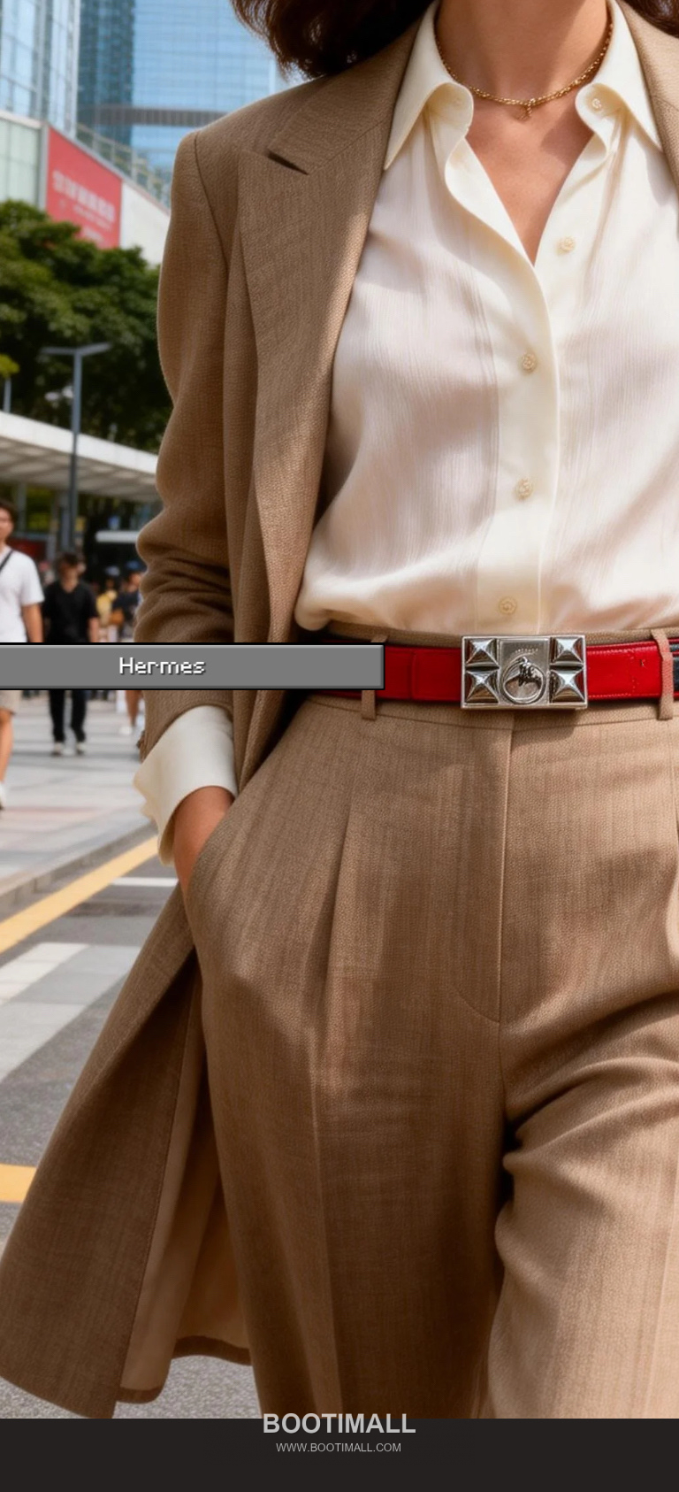 Hermès H Buckle Togo Leather Belt 에르메스 H 버클 토고 레더 여성 벨트 브라운 2.4cm 1