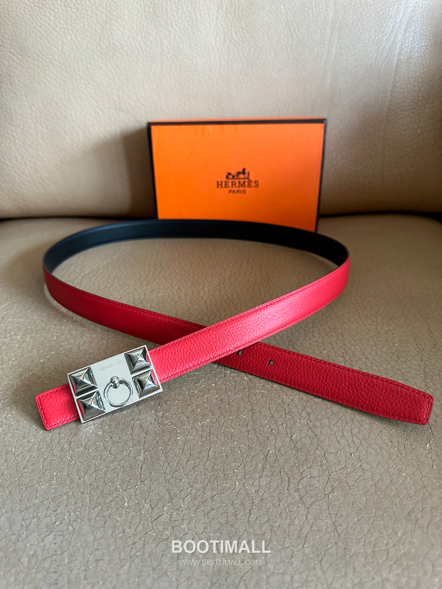 Hermès H Buckle Togo Leather Belt 에르메스 H 버클 토고 레더 여성 벨트 브라운 2.4cm 2