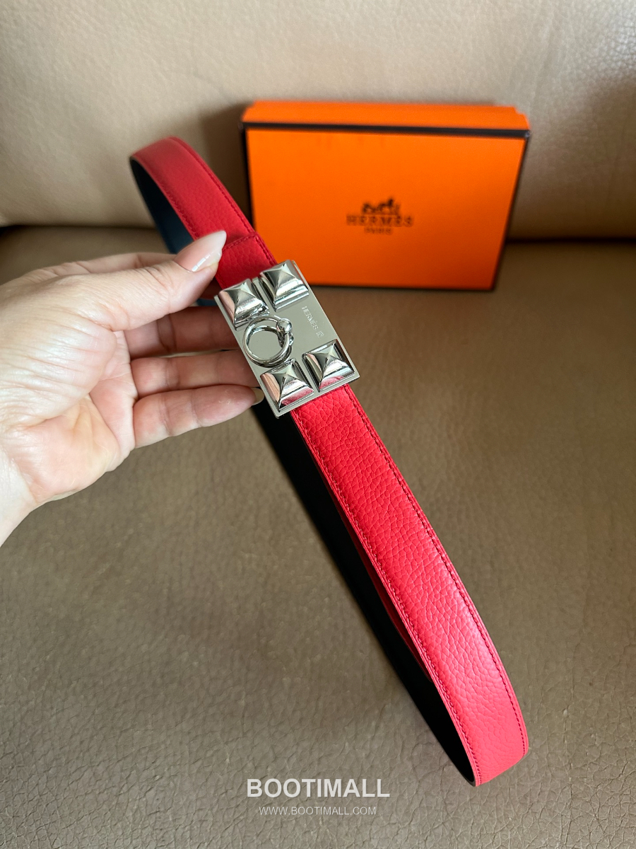 Hermès H Buckle Togo Leather Belt 에르메스 H 버클 토고 레더 여성 벨트 브라운 2.4cm 4