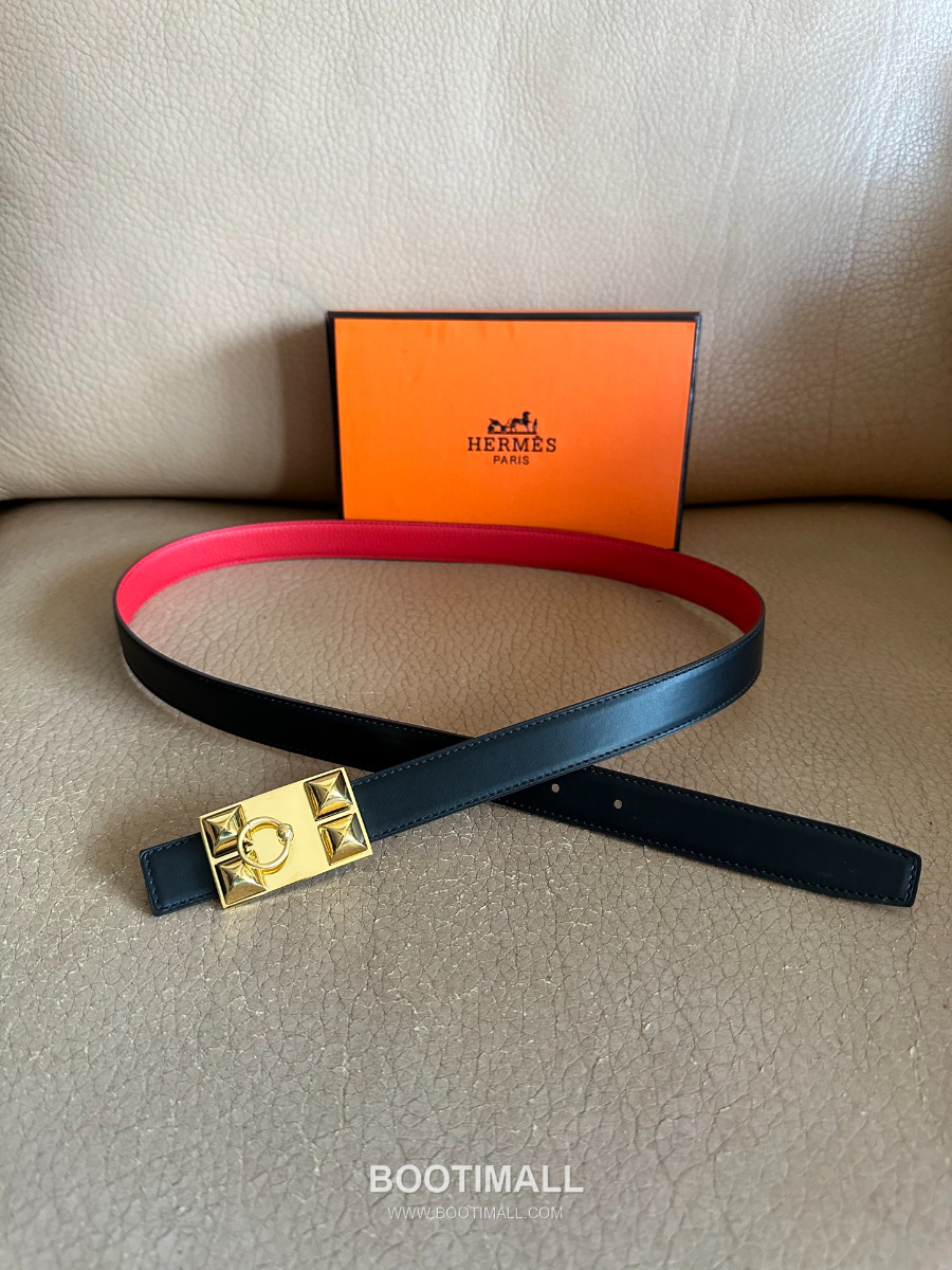 Hermès H Buckle Togo Leather Belt 에르메스 H 버클 토고 레더 여성 벨트 브라운 2.4cm 8