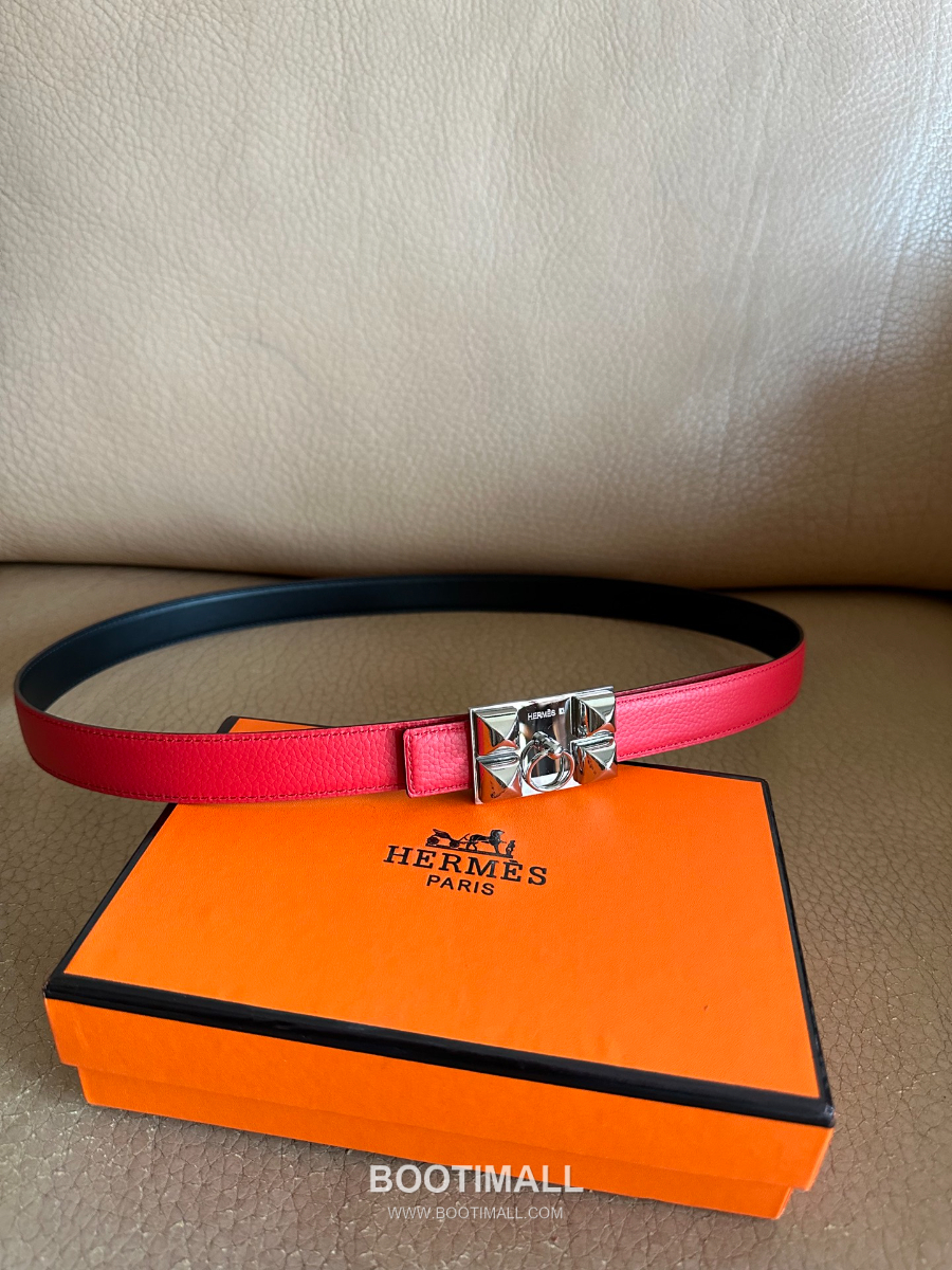 Hermès H Buckle Togo Leather Belt 에르메스 H 버클 토고 레더 여성 벨트 브라운 2.4cm 12