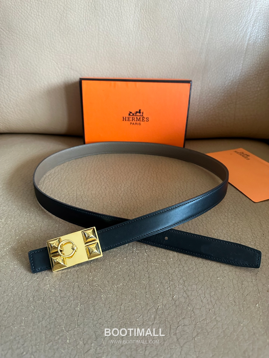 Hermès H Buckle Togo Leather Belt 에르메스 H 버클 토고 레더 여성 벨트 카키 2.4cm 5