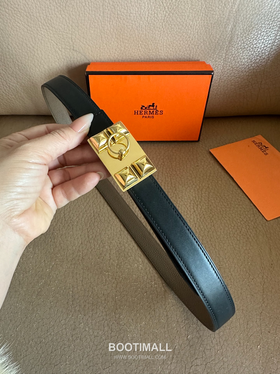 Hermès H Buckle Togo Leather Belt 에르메스 H 버클 토고 레더 여성 벨트 카키 2.4cm 6