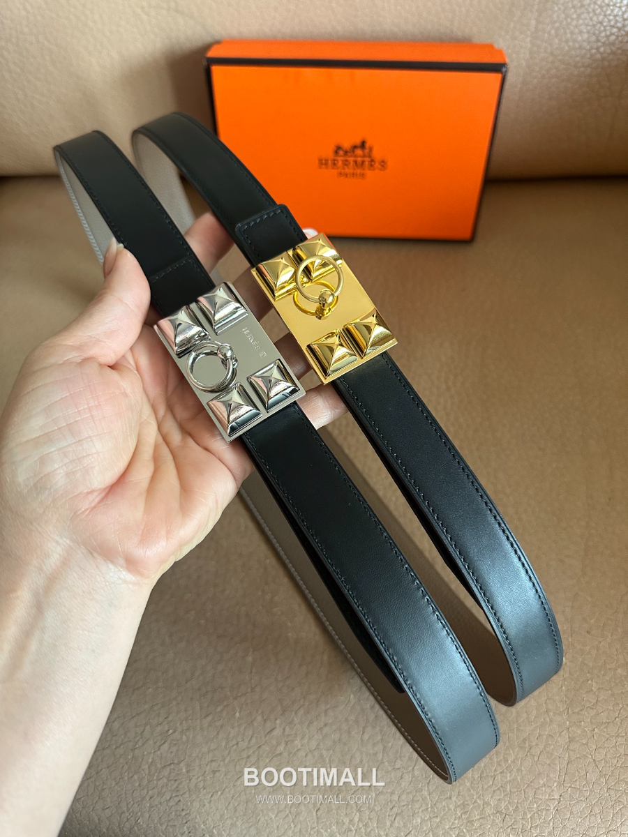 Hermès H Buckle Togo Leather Belt 에르메스 H 버클 토고 레더 여성 벨트 카키 2.4cm 7