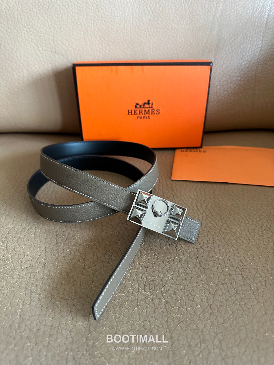 Hermès H Buckle Togo Leather Belt 에르메스 H 버클 토고 레더 여성 벨트 카키 2.4cm 13