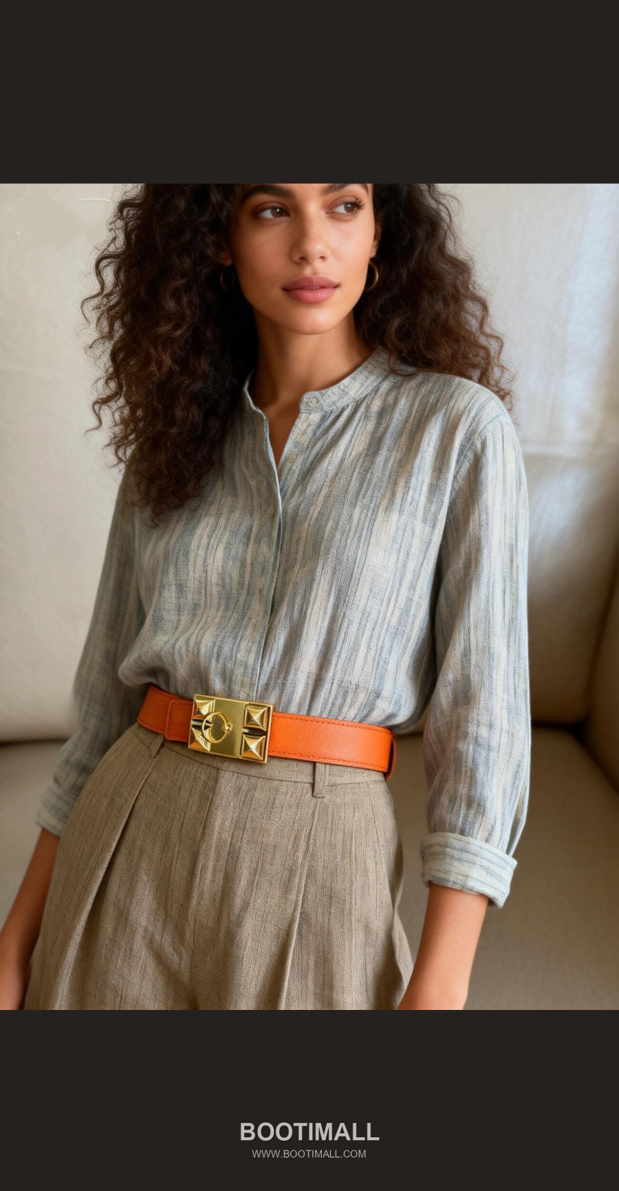 Hermès H Buckle Togo Leather Belt 에르메스 H 버클 토고 레더 여성 벨트 오렌지 2.4cm 1