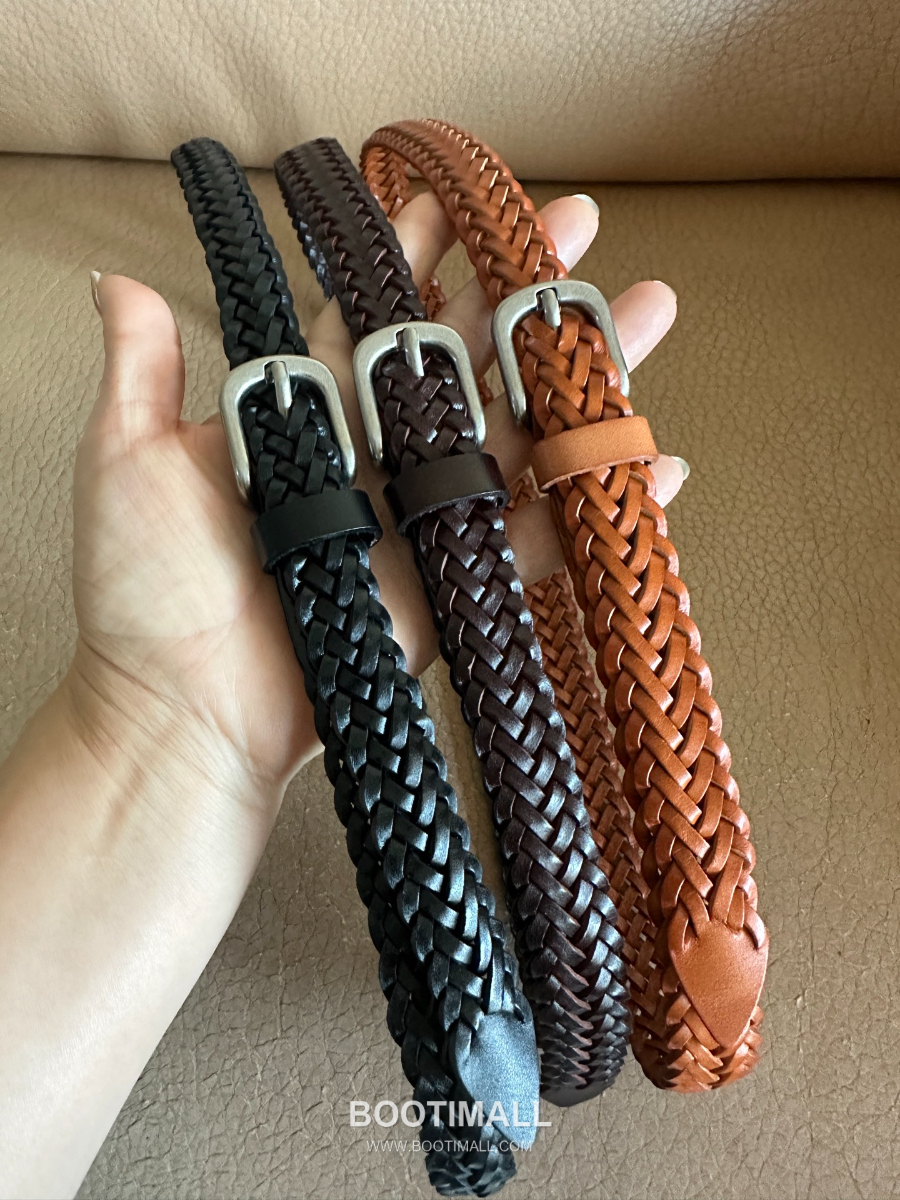 Bottega Veneta Intrecciato Braided 보테가 베네타 인트레치아토 브레이디드 레더 벨트 2cm 22