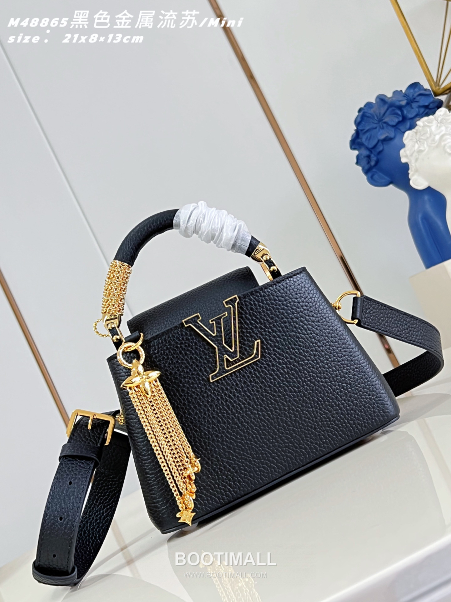 Louis Vuitton 루이비통 Capucines Mini 카푸신 미니 Taurillon 레더 LV Fireworks 블랙 M48865 21cm 1