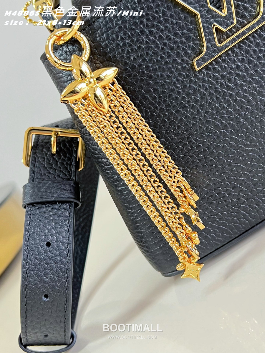 Louis Vuitton 루이비통 Capucines Mini 카푸신 미니 Taurillon 레더 LV Fireworks 블랙 M48865 21cm 3