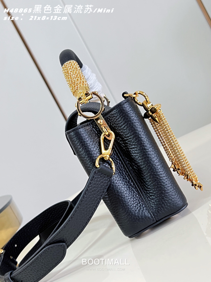 Louis Vuitton 루이비통 Capucines Mini 카푸신 미니 Taurillon 레더 LV Fireworks 블랙 M48865 21cm 4