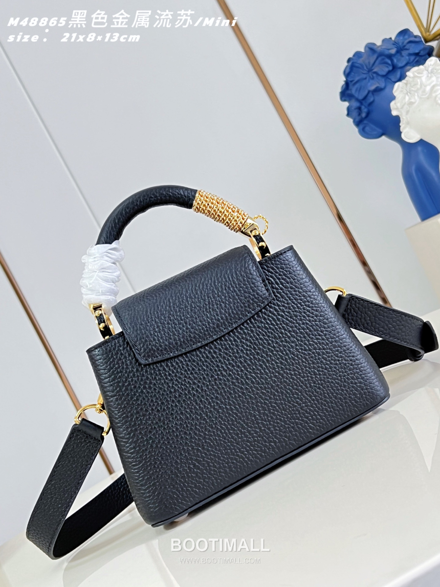 Louis Vuitton 루이비통 Capucines Mini 카푸신 미니 Taurillon 레더 LV Fireworks 블랙 M48865 21cm 5