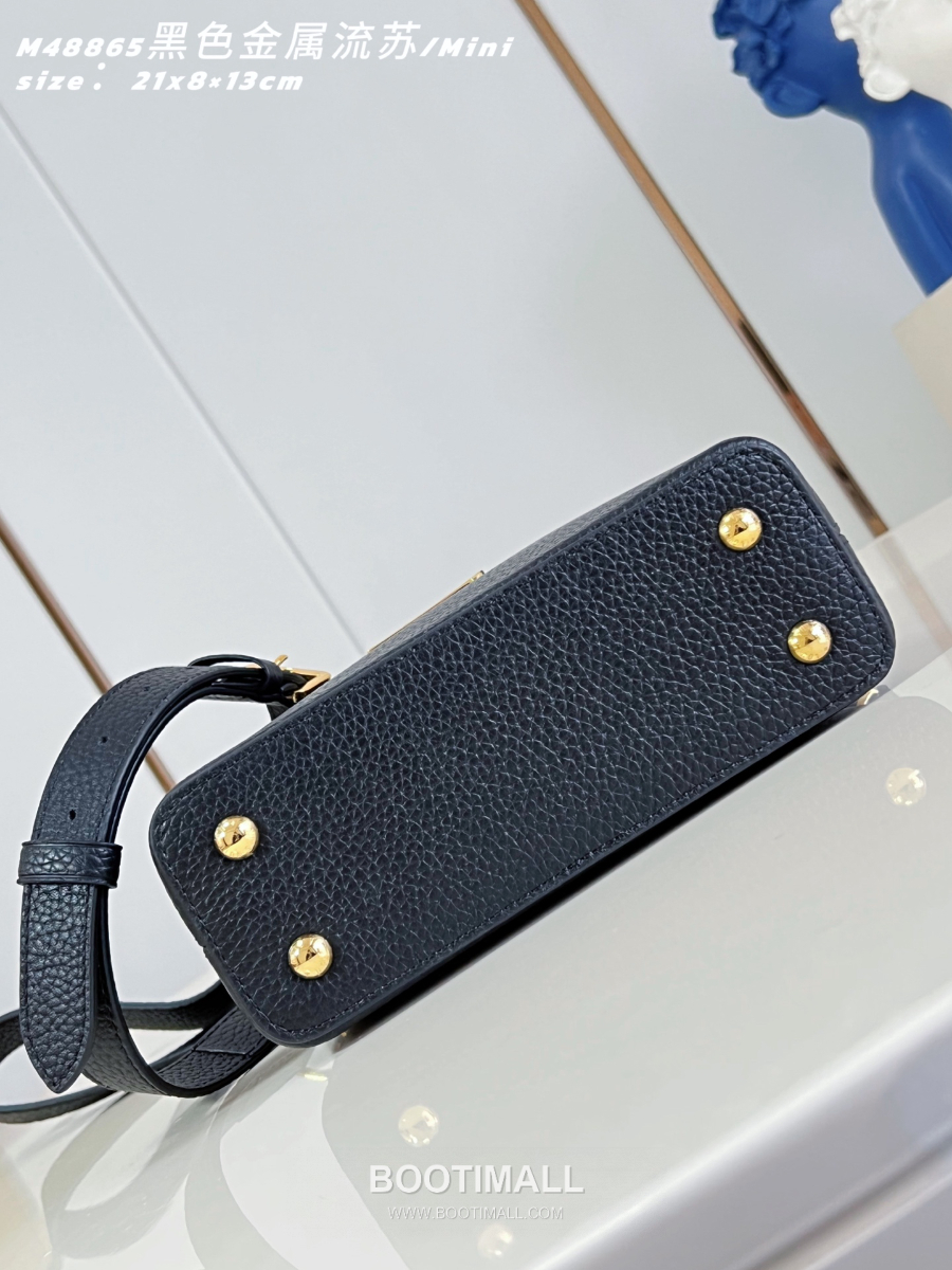 Louis Vuitton 루이비통 Capucines Mini 카푸신 미니 Taurillon 레더 LV Fireworks 블랙 M48865 21cm 6