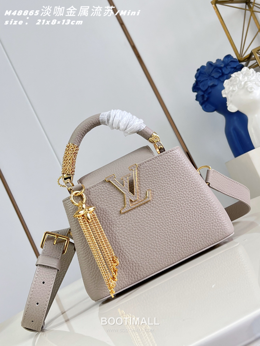Louis Vuitton 루이비통 Capucines Mini 카푸신 미니 Taurillon 레더 LV Fireworks 그레이베이지 M48865 21cm 1