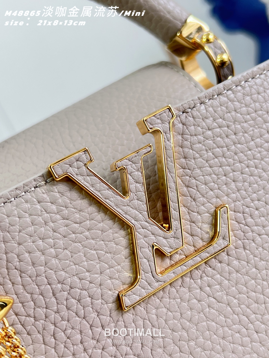 Louis Vuitton 루이비통 Capucines Mini 카푸신 미니 Taurillon 레더 LV Fireworks 그레이베이지 M48865 21cm 2