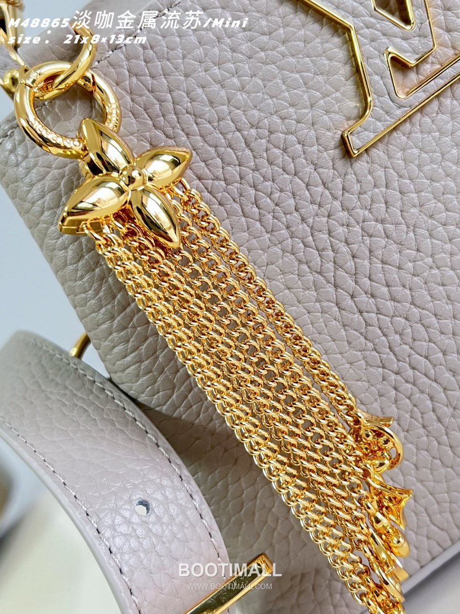 Louis Vuitton 루이비통 Capucines Mini 카푸신 미니 Taurillon 레더 LV Fireworks 그레이베이지 M48865 21cm 3