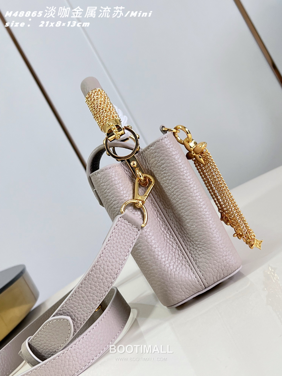 Louis Vuitton 루이비통 Capucines Mini 카푸신 미니 Taurillon 레더 LV Fireworks 그레이베이지 M48865 21cm 4