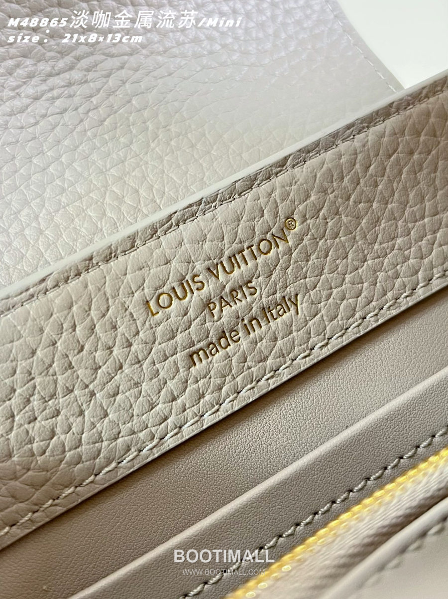 Louis Vuitton 루이비통 Capucines Mini 카푸신 미니 Taurillon 레더 LV Fireworks 그레이베이지 M48865 21cm 9