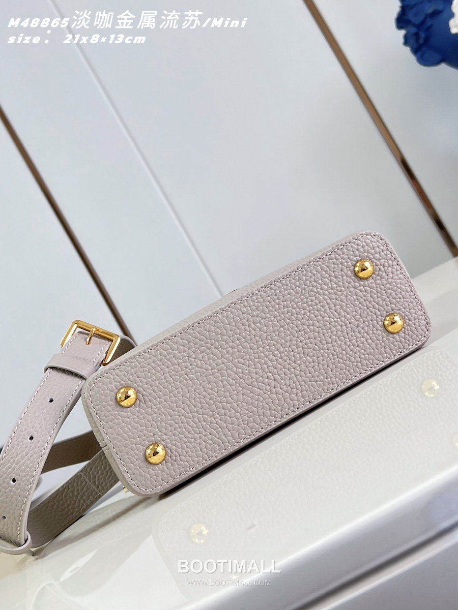 Louis Vuitton 루이비통 Capucines Mini 카푸신 미니 Taurillon 레더 LV Fireworks 그레이베이지 M48865 21cm 10