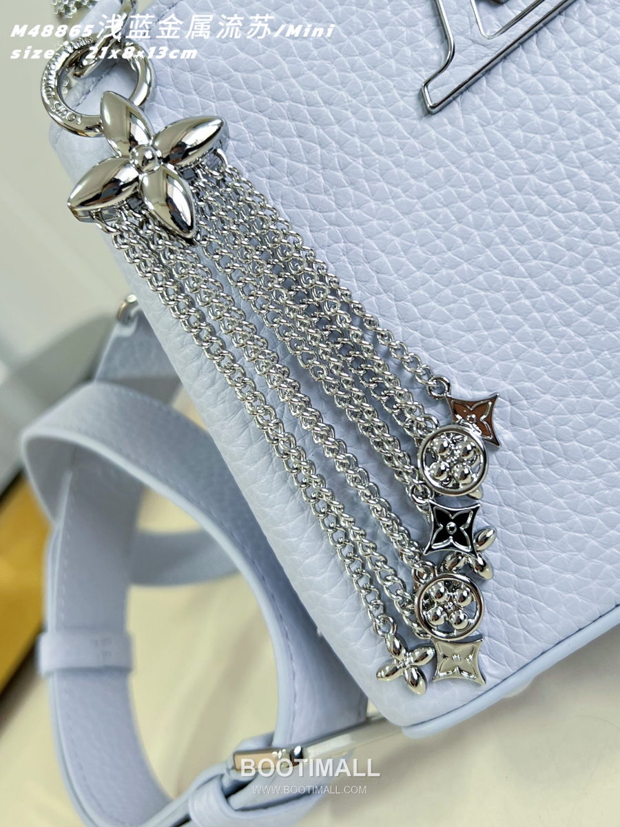 Louis Vuitton 루이비통 Capucines Mini 카푸신 미니 Taurillon 레더 LV Fireworks 스카이블루 M48865 21cm 3