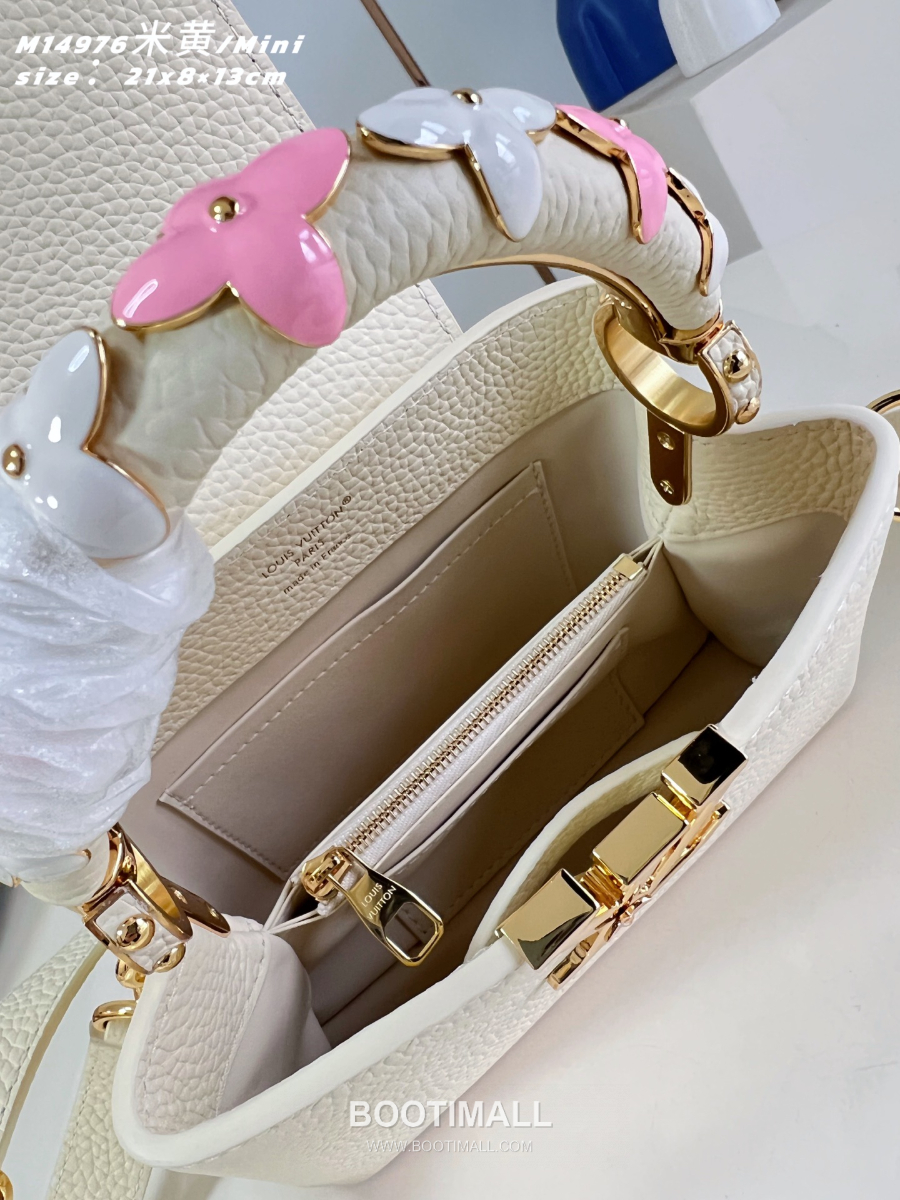 Louis Vuitton Capucines Mini Taurillon Leather 루이비통 카푸신 미니 토리옹 가죽 플로럴 탑핸들백 21cm 8