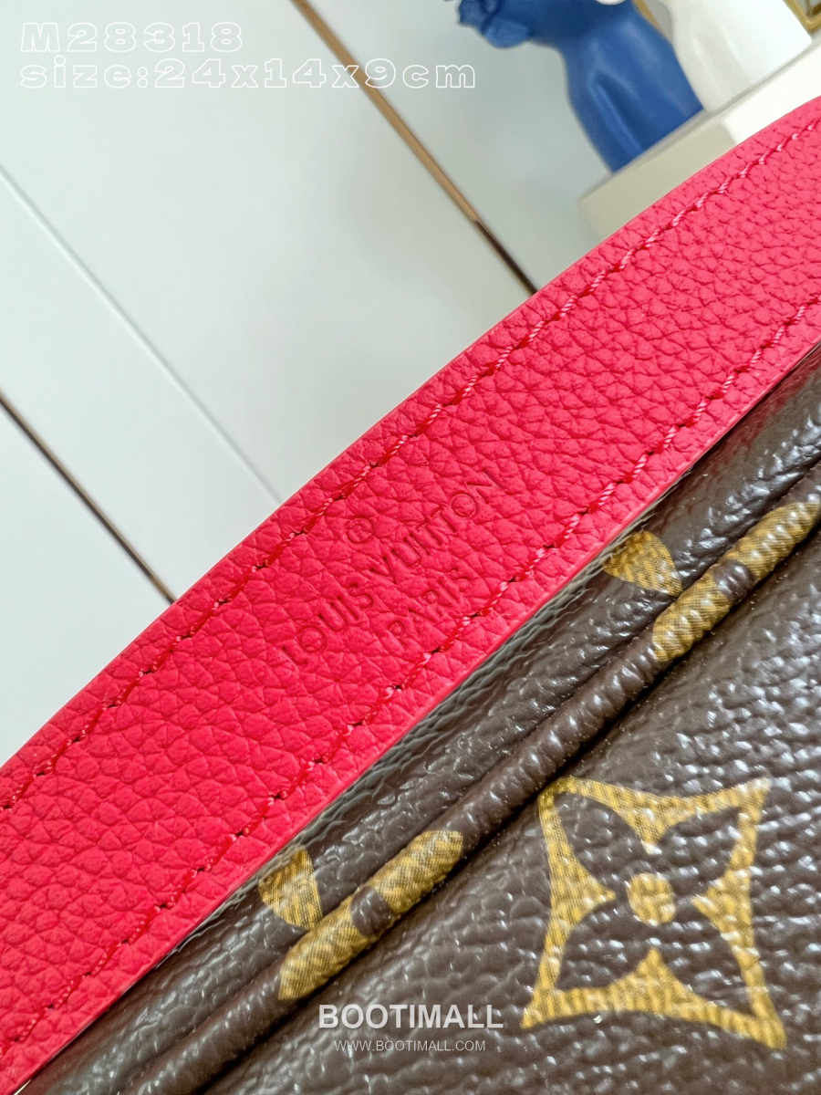 Louis Vuitton Neverfull Out BB 루이비통 네버풀 반둘리에 인사이드 아웃 BB 모노그램 캔버스 토리옹 가죽 미니 토트백 레드 24cm 10