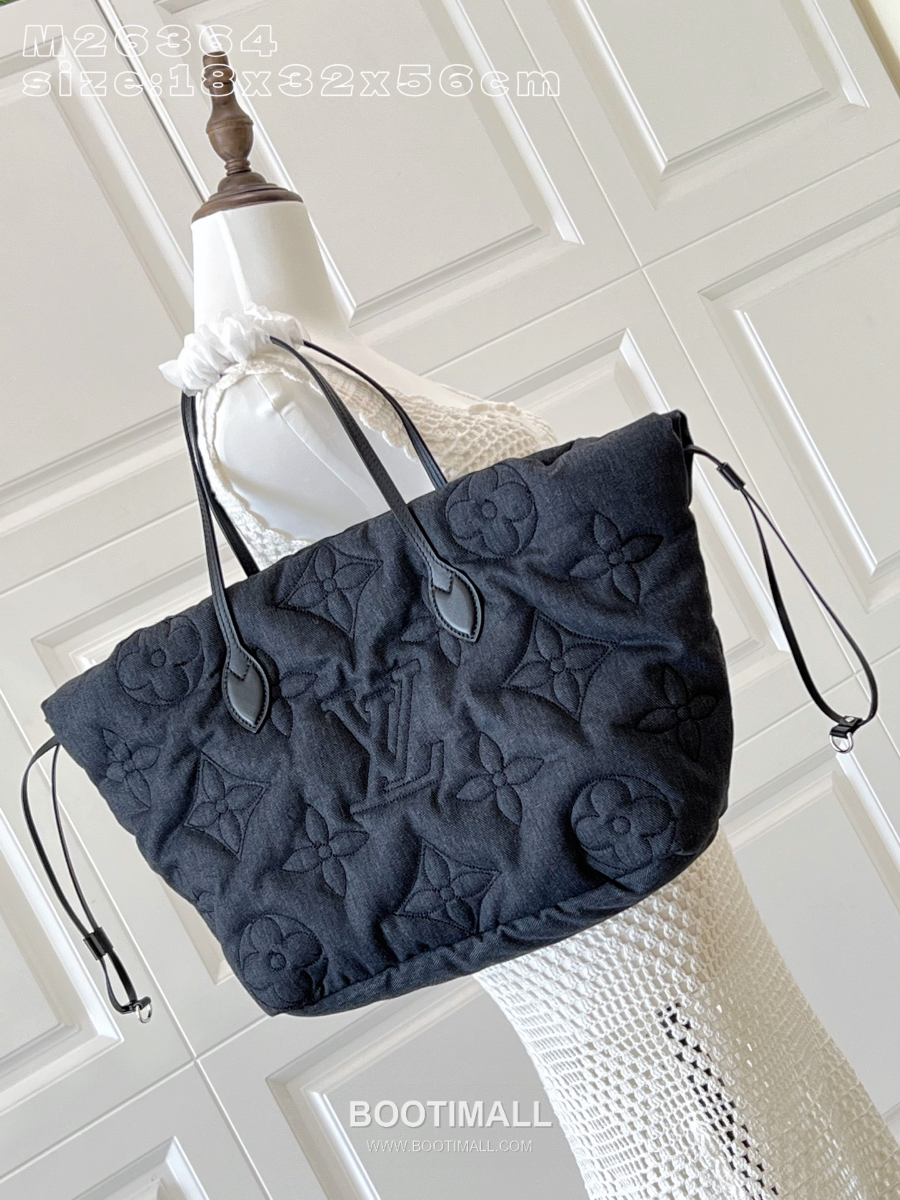 Louis Vuitton Neverfull Inside Out MM 루이비통 네버풀 인사이드 아웃 MM 퍼피그램 블랙 진 M26364 18cm 1