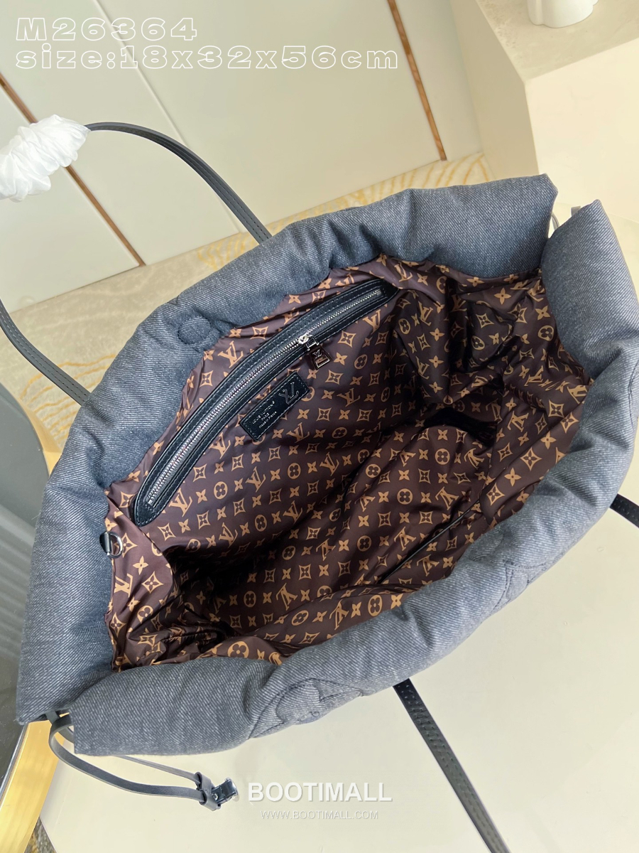 Louis Vuitton Neverfull Inside Out MM 루이비통 네버풀 인사이드 아웃 MM 퍼피그램 블랙 진 M26364 18cm 6