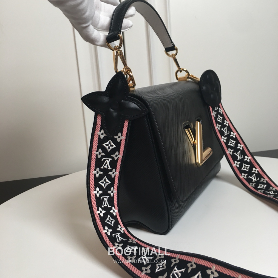 Twist MM Epi Leather M57050 Louis Vuitton 트위스트 MM 에피 레더 와이드 스트랩 숄더백 블랙 금장 23cm 3