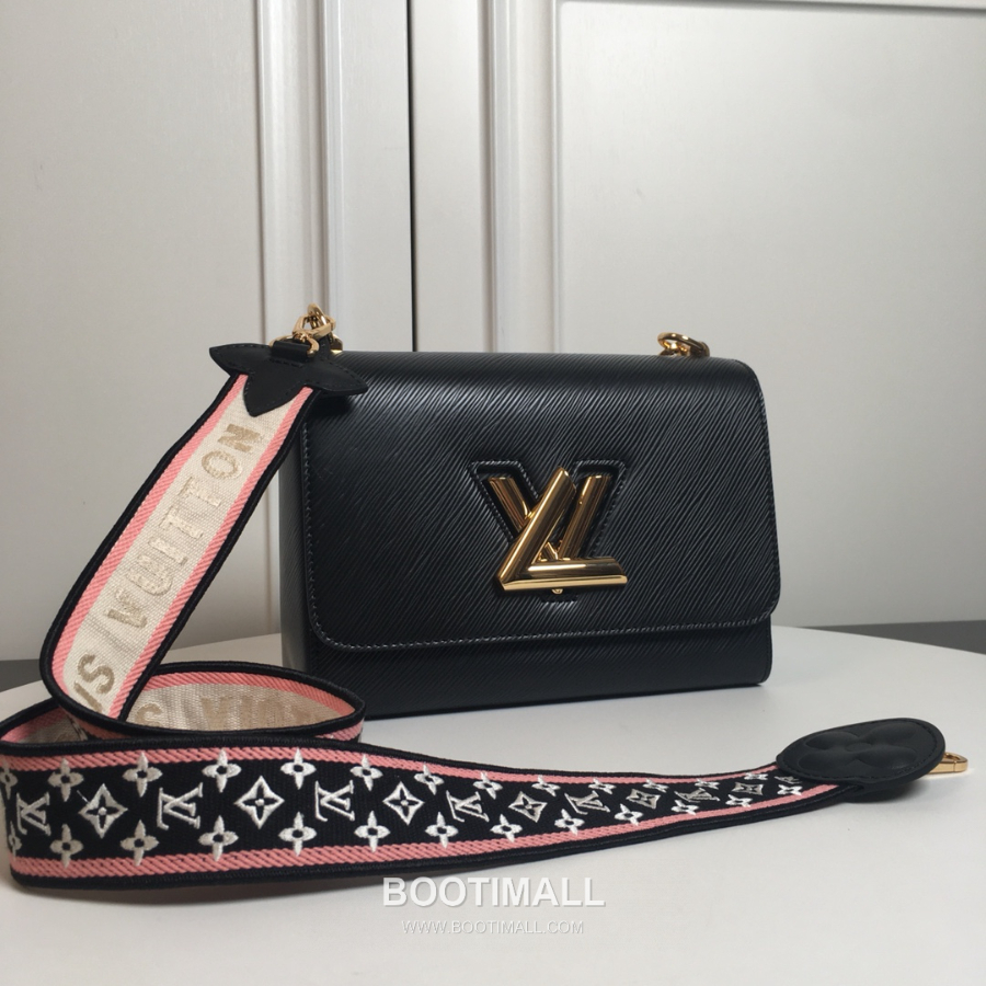 Twist MM Epi Leather M57050 Louis Vuitton 트위스트 MM 에피 레더 와이드 스트랩 숄더백 블랙 금장 23cm 9