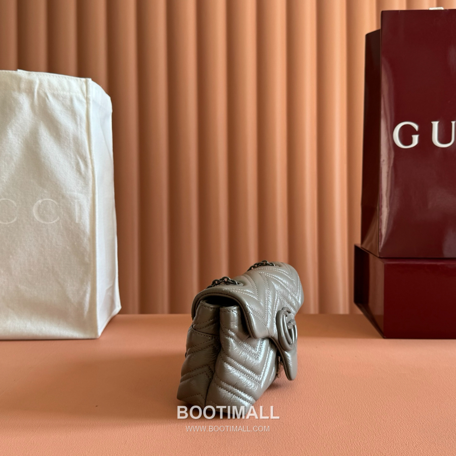 Gucci GG Marmont Mini Matelassé Leather 구찌 GG 마몽 미니 마틀라세 레더 숄더백 856368 그레이 20cm 3
