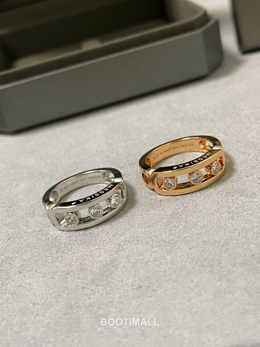 Messika Move Classique Three-Diamond Ring  White Gold/Pink Gold 메시카 무브 클래식 트리플 다이아몬드 링 화이트골드/핑크골드 1