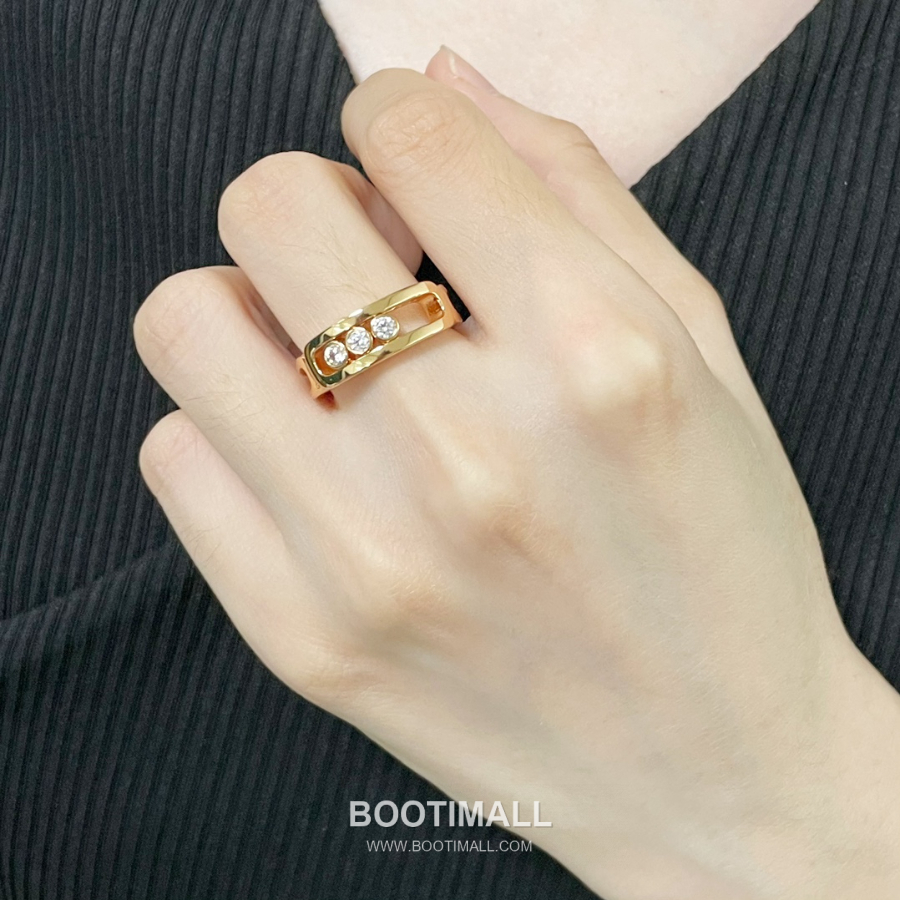 Messika Move Classique Three-Diamond Ring  White Gold/Pink Gold 메시카 무브 클래식 트리플 다이아몬드 링 화이트골드/핑크골드 6