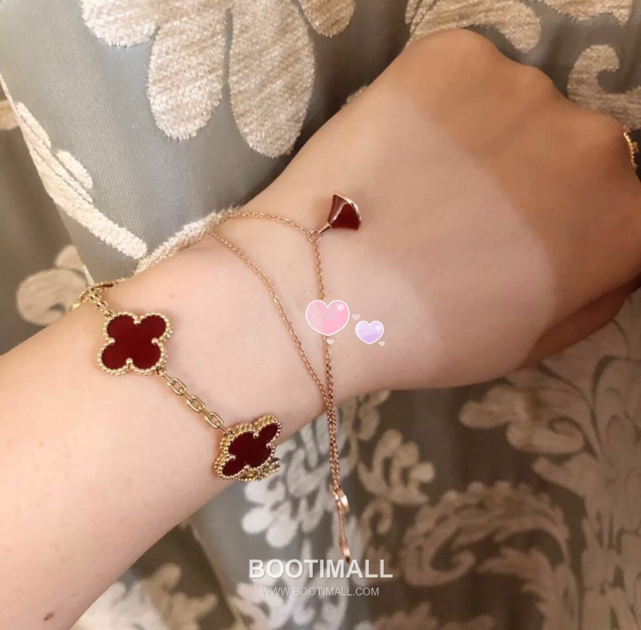 Van Cleef & Arpels Vintage Alhambra Bracelet 5 Motifs 반클리프 아펠 빈티지 알함브라 브레이슬릿 5 모티프 멀티 스톤 18K 옐로우 골드 8