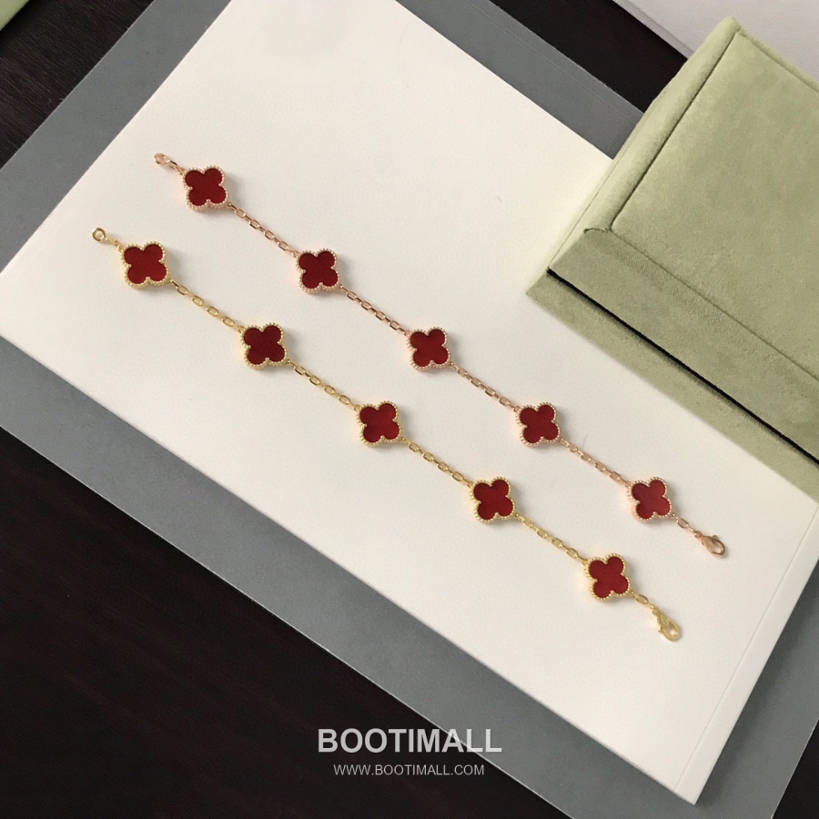 Van Cleef & Arpels Vintage Alhambra Bracelet 5 Motifs 반클리프 아펠 빈티지 알함브라 브레이슬릿 5 모티프 멀티 스톤 18K 옐로우 골드 10