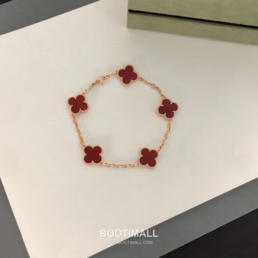 Van Cleef & Arpels Vintage Alhambra Bracelet 5 Motifs 반클리프 아펠 빈티지 알함브라 브레이슬릿 5 모티프 멀티 스톤 18K 옐로우 골드 15
