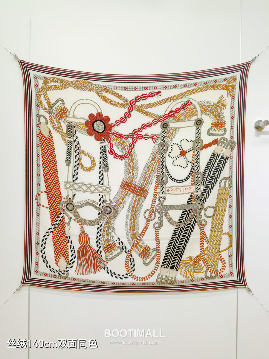 Hermes Cashmere Silk Shawl  “Tout en Tresse”  에르메스 캐시미어 실크 숄 140 “뚜 앙 트레스” RHMS2581 140×140cm 1