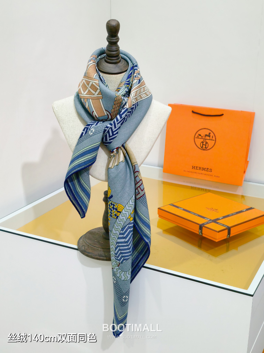 Hermes Cashmere Silk Shawl “Tout en Tresse” 에르메스 캐시미어 실크 숄 140 “뚜 앙 트레스” RHMS2581 140cm 6