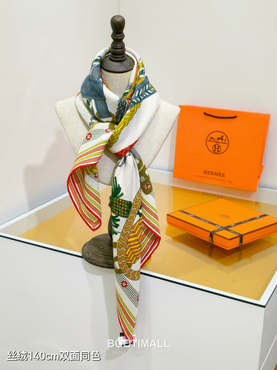 Hermes Cashmere Silk Shawl “Tout en Tresse” RHMS2581 에르메스 캐시미어 실크 숄 140 “뚜 앙 트레스” RHMS2581 140cm 7