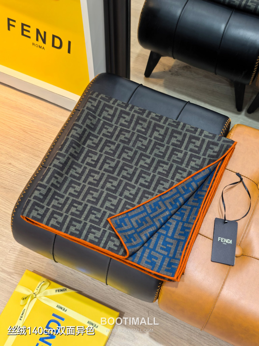 Fendi Cashmere Silk Shawl 140 FF Logo Jacquard 펜디 캐시미어 실크 숄 140 FF 로고 자카드 RFD2507 140cm 2