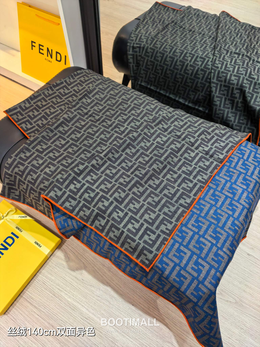 Fendi Cashmere Silk Shawl 140 FF Logo Jacquard 펜디 캐시미어 실크 숄 140 FF 로고 자카드 RFD2507 140cm 4