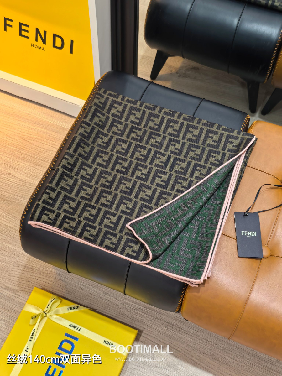 Fendi Cashmere Silk Shawl 140 FF Logo Jacquard 펜디 캐시미어 실크 숄 140 FF 로고 자카드 RFD2507-1 140cm 2
