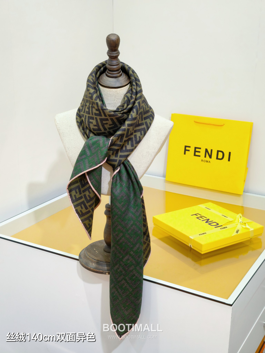 Fendi Cashmere Silk Shawl 140 FF Logo Jacquard 펜디 캐시미어 실크 숄 140 FF 로고 자카드 RFD2507-1 140cm 8