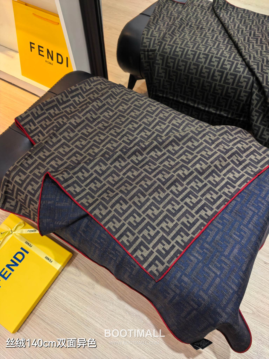 Fendi Cashmere Silk Shawl 140 FF Logo Jacquard 펜디 캐시미어 실크 숄 140 FF 로고 자카드 RFD2507-2 140cm 4