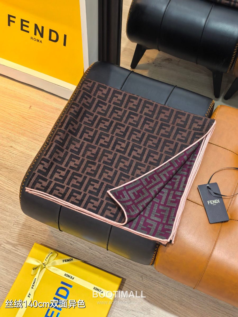 Fendi Cashmere Silk Shawl 140 FF Logo Jacquard 펜디 캐시미어 실크 숄 140 FF 로고 자카드 RFD2507-3 140cm 2