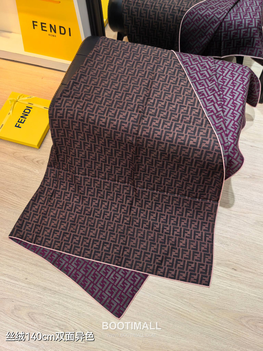 Fendi Cashmere Silk Shawl 140 FF Logo Jacquard 펜디 캐시미어 실크 숄 140 FF 로고 자카드 RFD2507-3 140cm 3