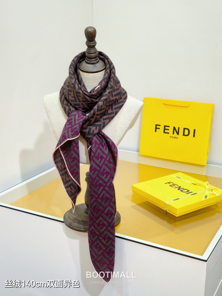 Fendi Cashmere Silk Shawl 140 FF Logo Jacquard 펜디 캐시미어 실크 숄 140 FF 로고 자카드 RFD2507-3 140cm 8