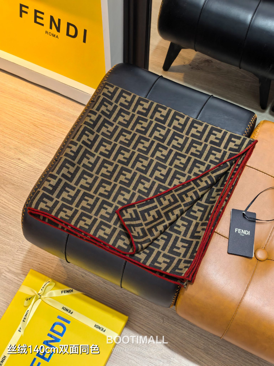 Fendi Cashmere Silk Shawl 140 FF Logo Jacquard 펜디 캐시미어 실크 숄 140 FF 로고 자카드 RFD2507-4 140cm 2