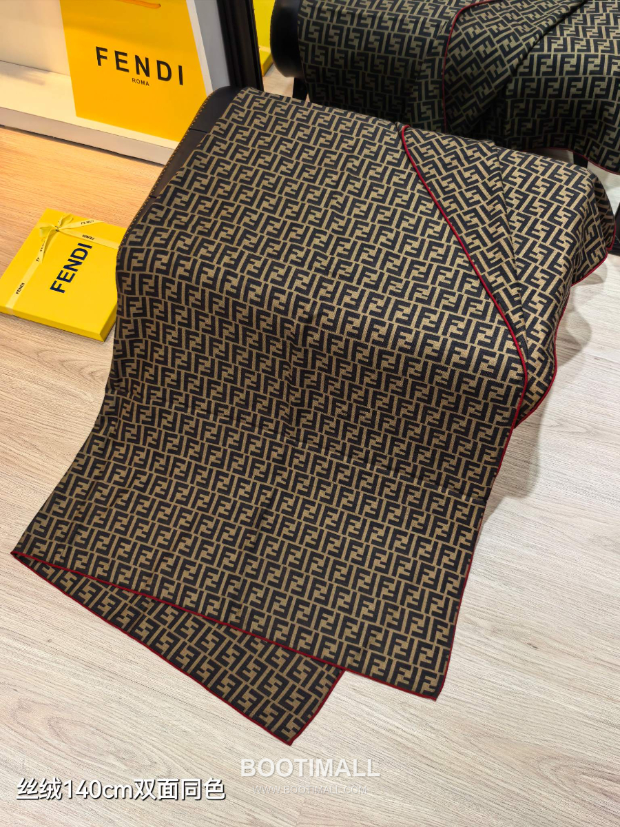 Fendi Cashmere Silk Shawl 140 FF Logo Jacquard 펜디 캐시미어 실크 숄 140 FF 로고 자카드 RFD2507-4 140cm 3