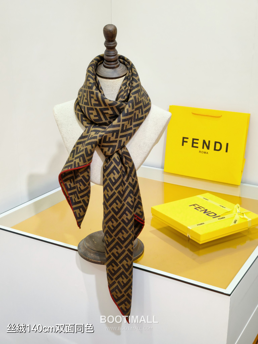 Fendi Cashmere Silk Shawl 140 FF Logo Jacquard 펜디 캐시미어 실크 숄 140 FF 로고 자카드 RFD2507-4 140cm 8