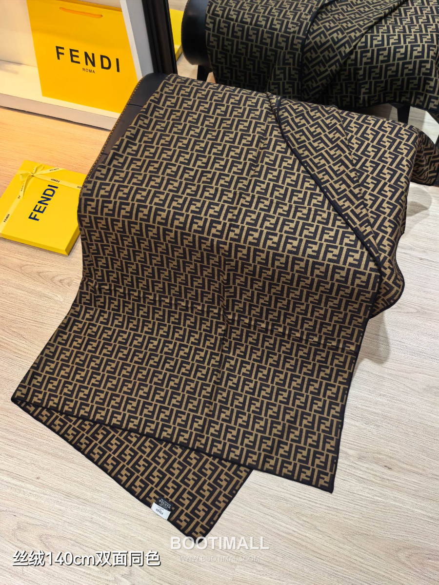 Fendi Cashmere Silk Shawl 140 FF Logo Jacquard 펜디 캐시미어 실크 숄 140 FF 로고 자카드 RFD2507-5 140cm 3